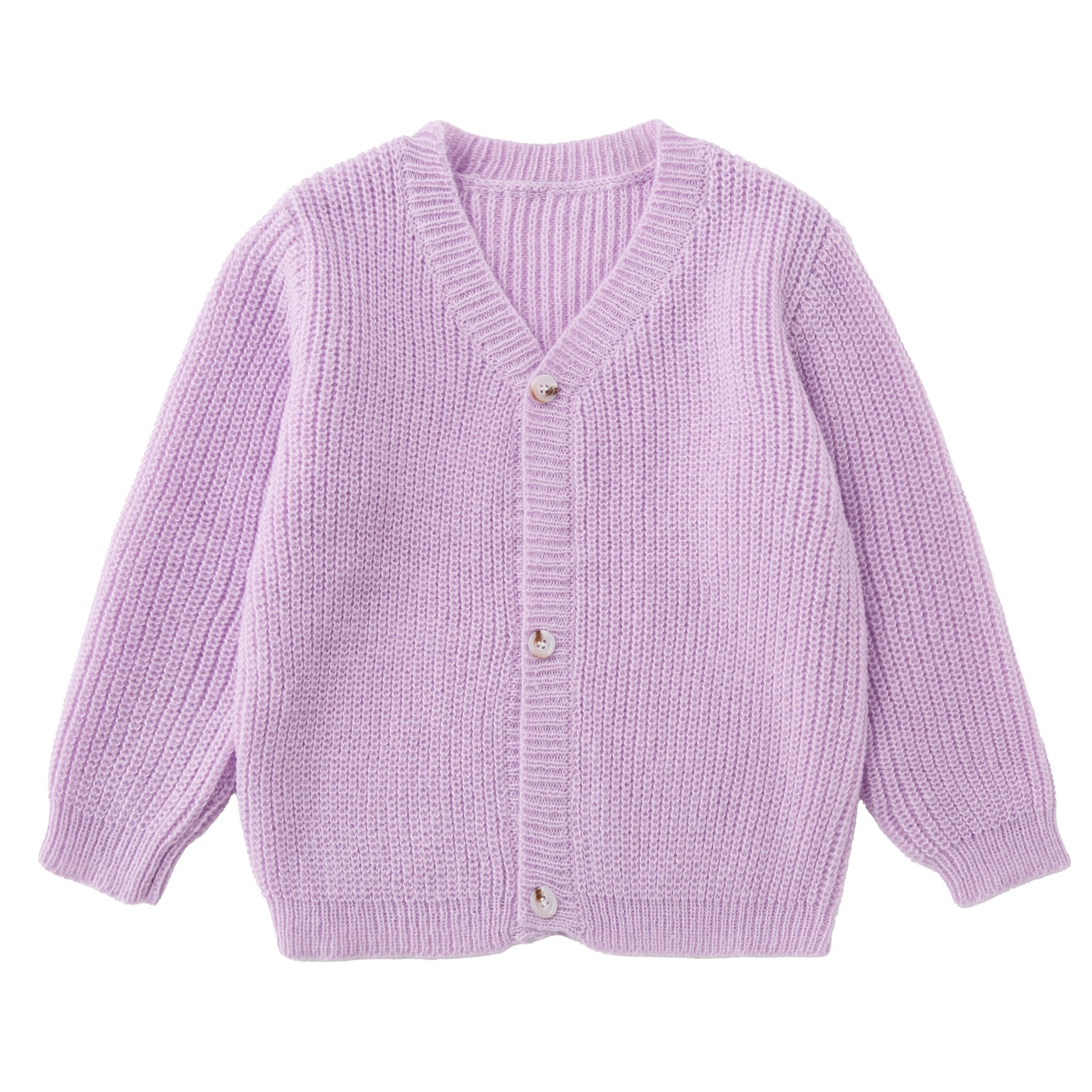 Girls Knit Cardigan Sweater With Buttons V Neck Long Sleeves