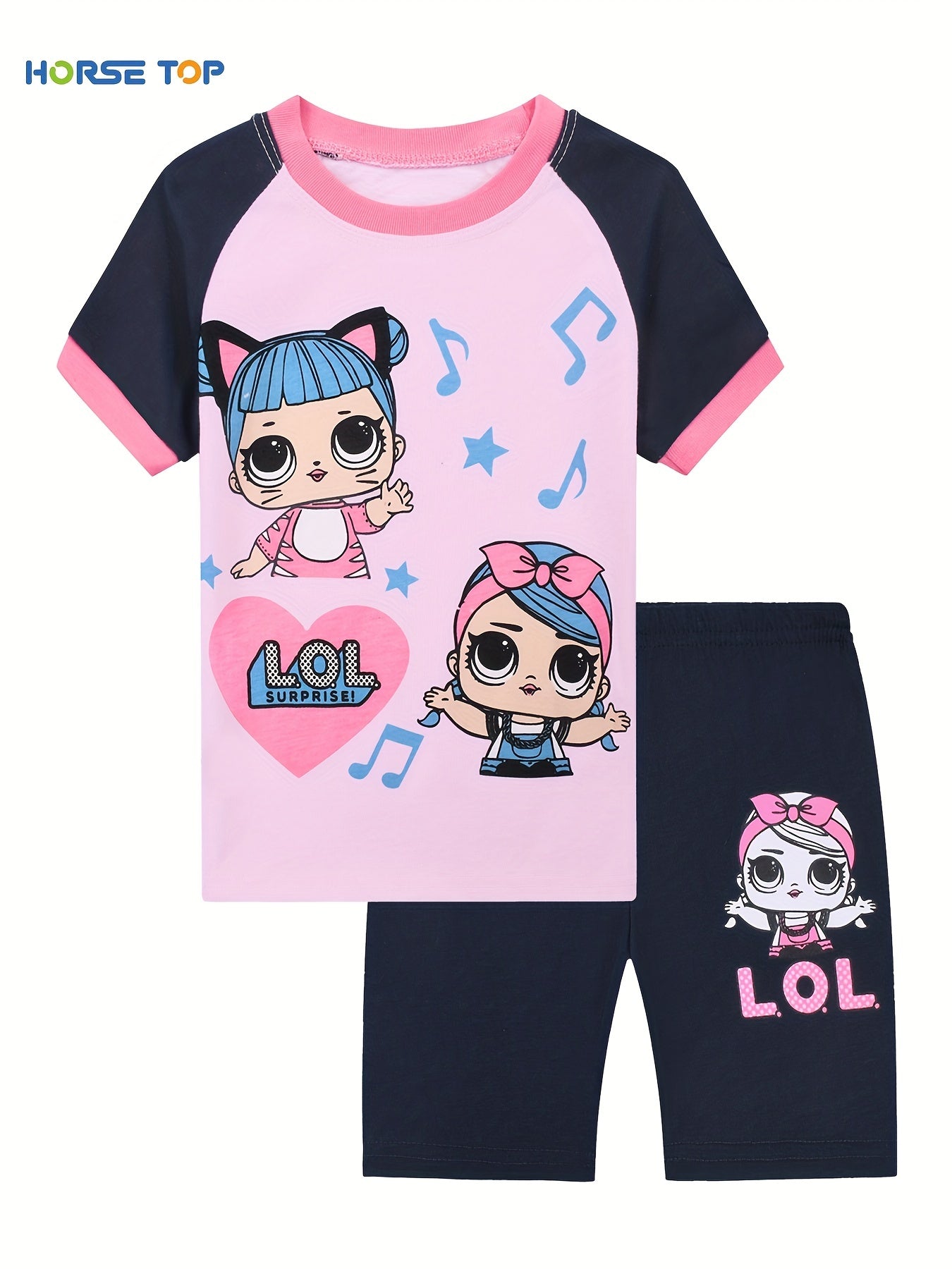 2pc Toddler Girls Cartoon Graphic Pajama Set