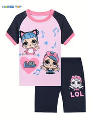 2pc Toddler Girls Cartoon Graphic Pajama Set