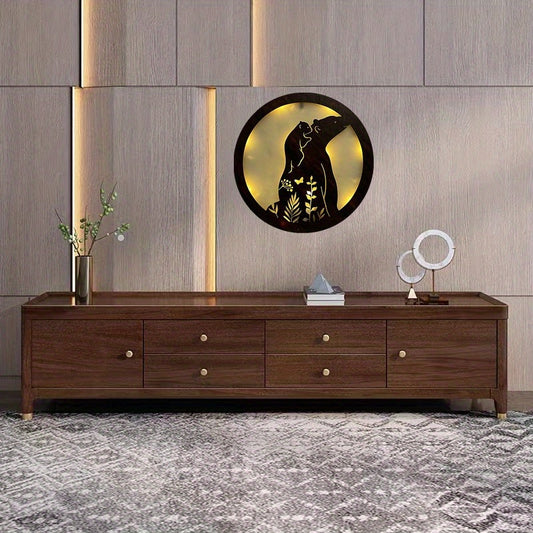 Children's Room Decoration Wall Clock LED Creative Lamp Retro Wooden Sign