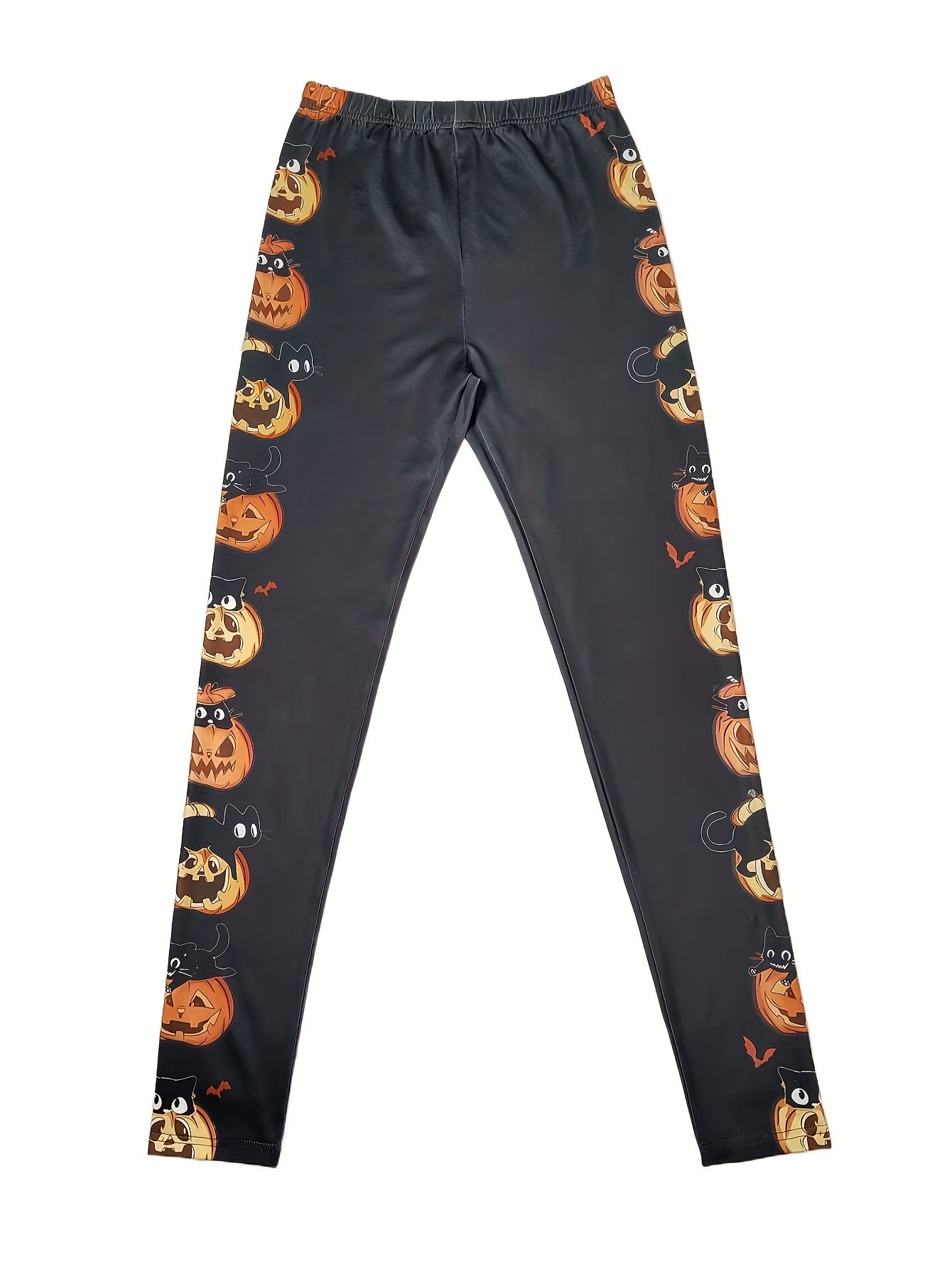 Halloween Pumpkin Print Skinny Leggings Women's
