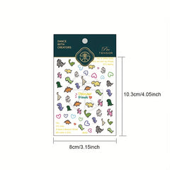 Dinosaur Art Holo Nail Stickers 5D Engraved Decals
