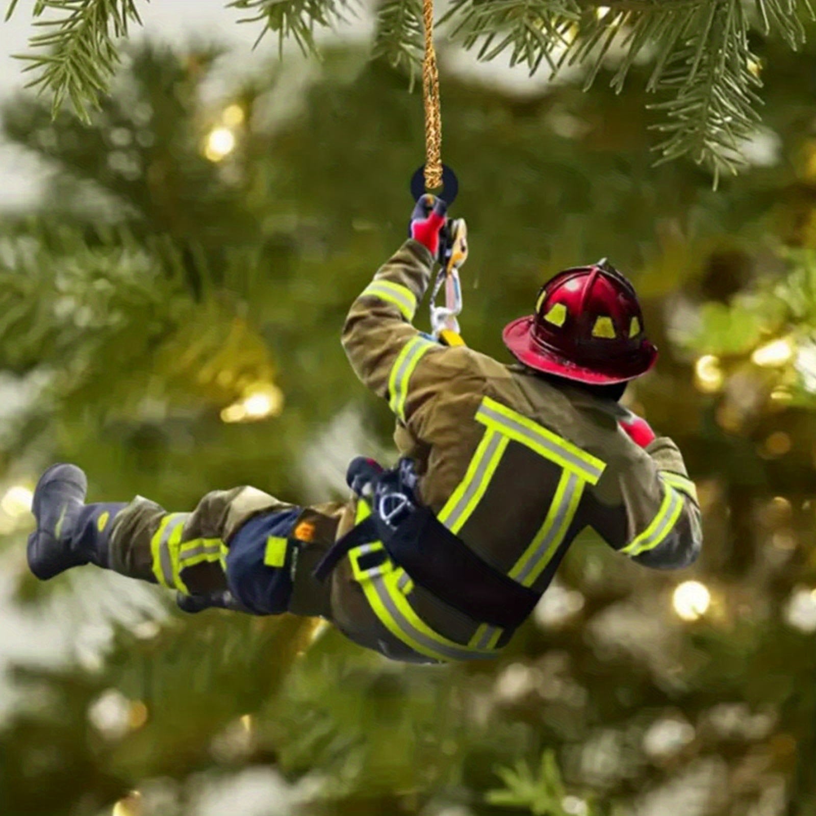 Firefighter Uniform Christmas Ornament for Rearview Mirror Decoration