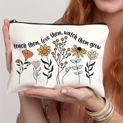 Teach Love Grow Print Cosmetic Bag Teacher Gift