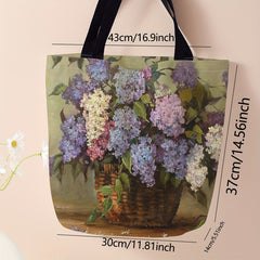 Floral Print Canvas Handbag Reusable Shopping Bag