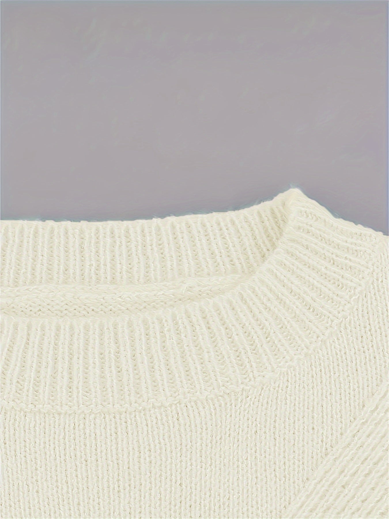  Solid Long Sleeve Round Neck Sweater