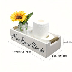 Toilet Tank Storage Box Wooden Bathroom Decor Box Rustic Toilet Paper Storage