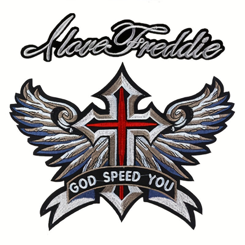 Eagle Cross Flower Embroidered Patch Sticker for Bag Clothes Coat