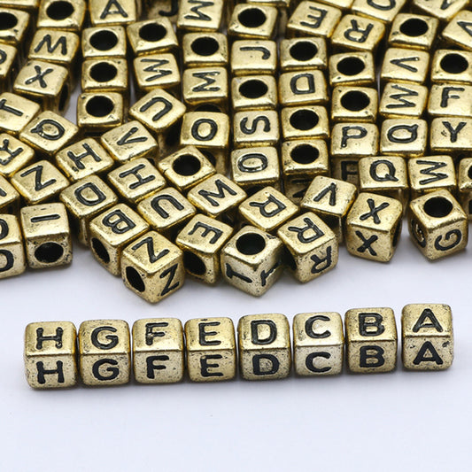 100pcs Antique Acrylic Letter Beads for Jewelry Making DIY Bracelet Necklace