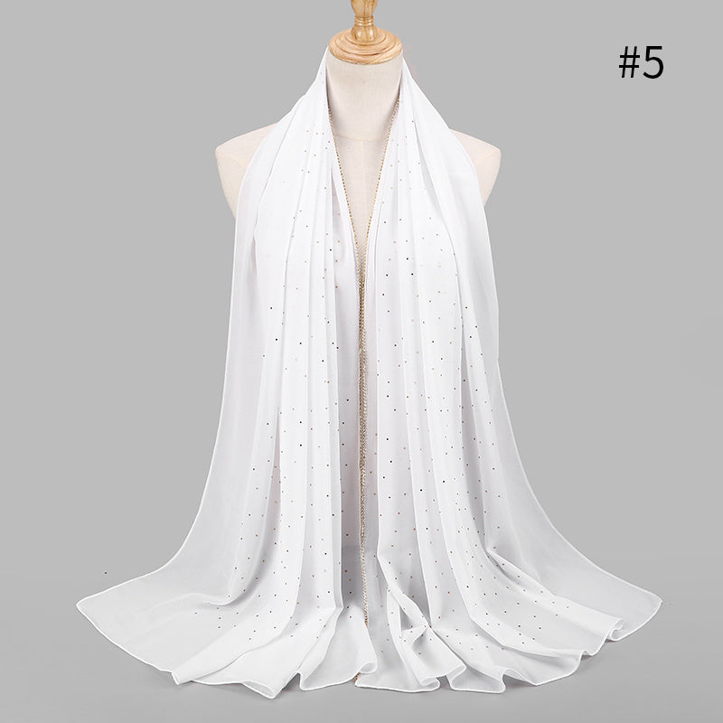 Wrinkles Pearl Chiffon Hijab Head Scarf Women Solid Bubble Wrap Shawls
