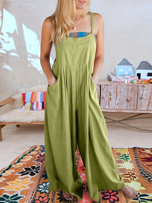  Casual Overalls Women's Plus Wide Leg Jumpsuit