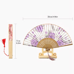 Floral Folding Fans with Tassel for Wedding Party Favors