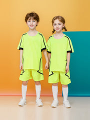 2pcs Boys Sports Football Training Outfit Quick Drying T-shirt & Shorts
