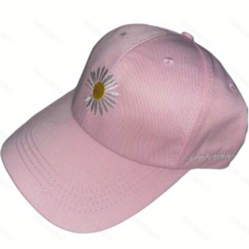 Daisy Embroidery Baseball Cap Adjustable Solid Dad Hats