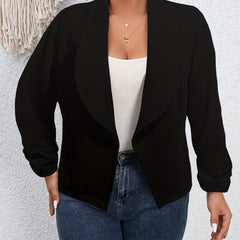  Solid Long Sleeve Open Front Blazer