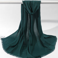 Vintage Jacquard Frayed Edge Scarf Women Windproof Hijab
