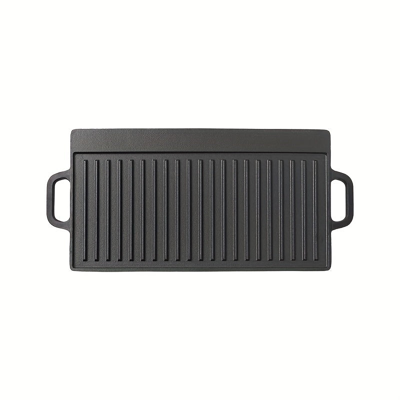 Cast Iron Double Sided Grill Non stick Barbecue Pan Indoor Stove Or Outdoor
