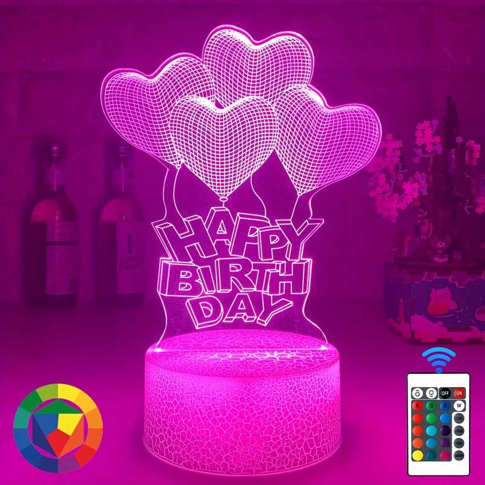 3D Night Lamp Remote Control 16 Colors Bedroom Decor Birthday Gift
