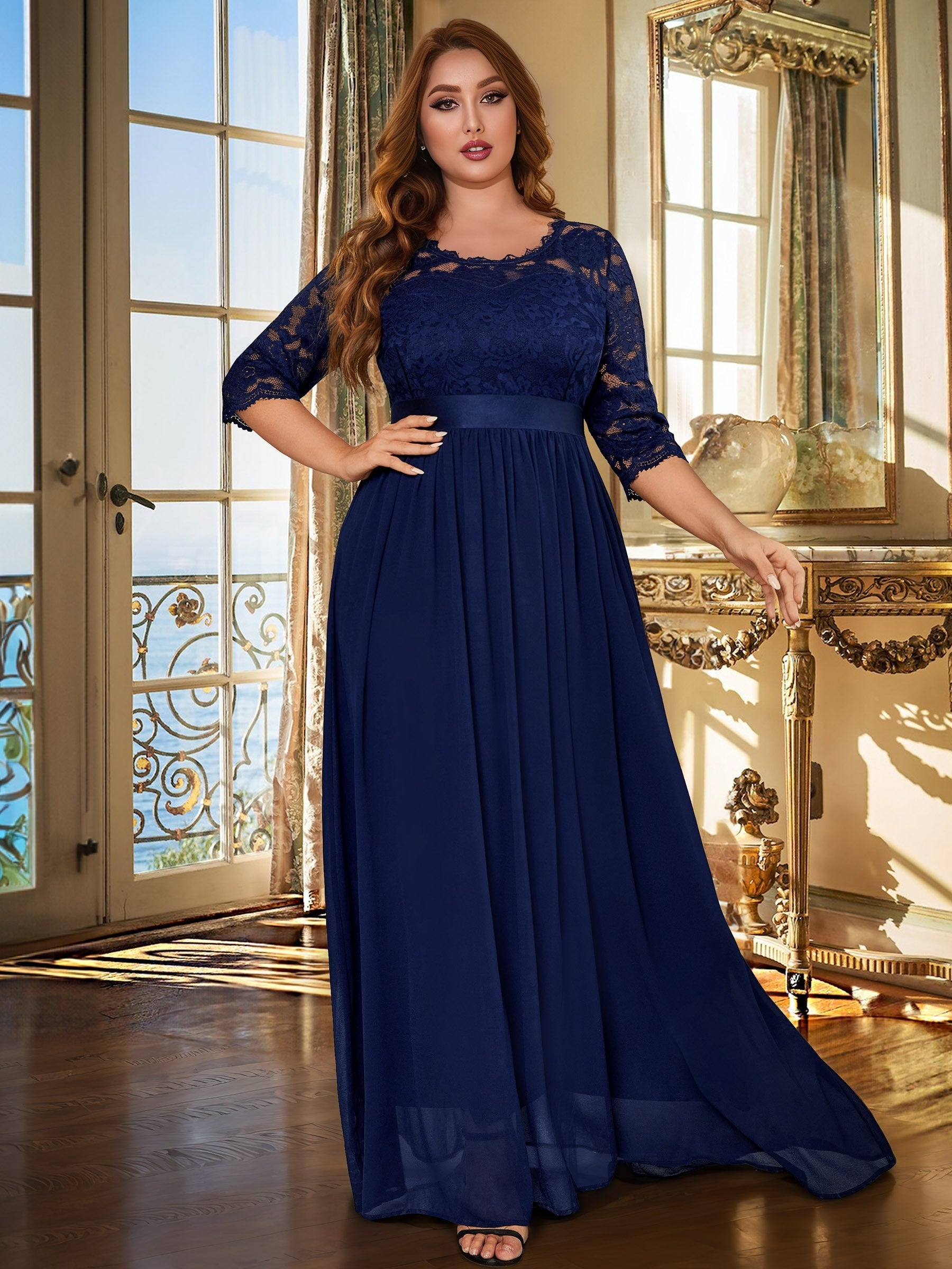  Lace Sleeve Maxi Wedding Dress