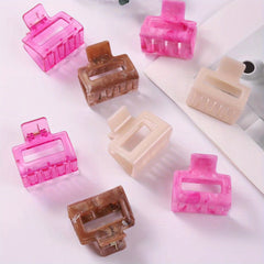 Matte Rectangle Hollow Small Hair Claw For Thin Thick Hair