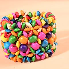 Boho Colorful Stretch Bracelet Bangle Wooden Bead Hand Jewelry