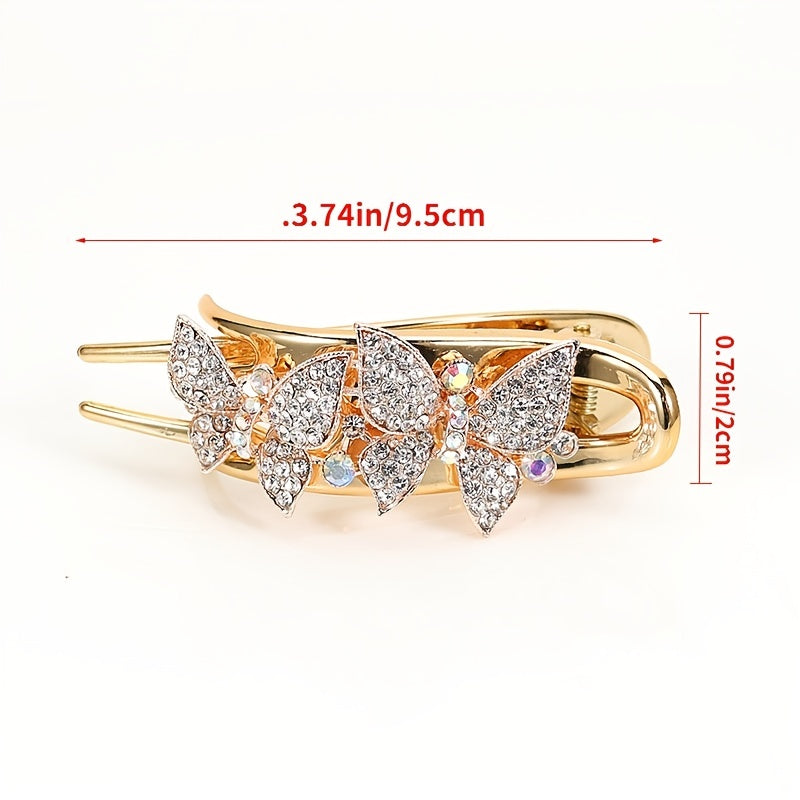 Flower Hair Clips Rhinestone Inlaid Hair Claw