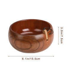 Large Capacity Wooden Yarn Bowl for Knitting Storage