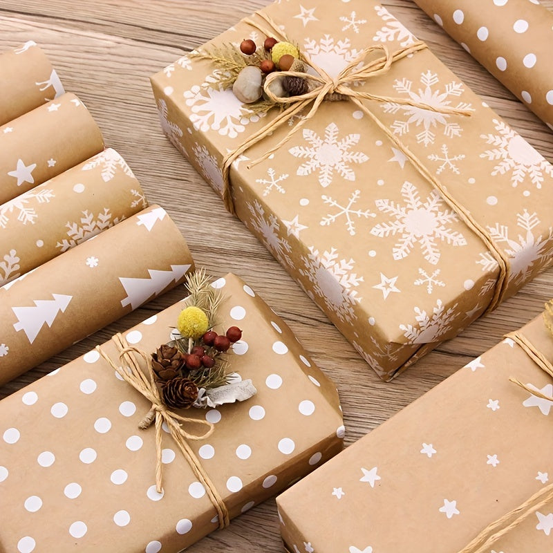 5pcs Retro Christmas Wrapping Paper Sheet Packaging Paper Gift 43x100cm