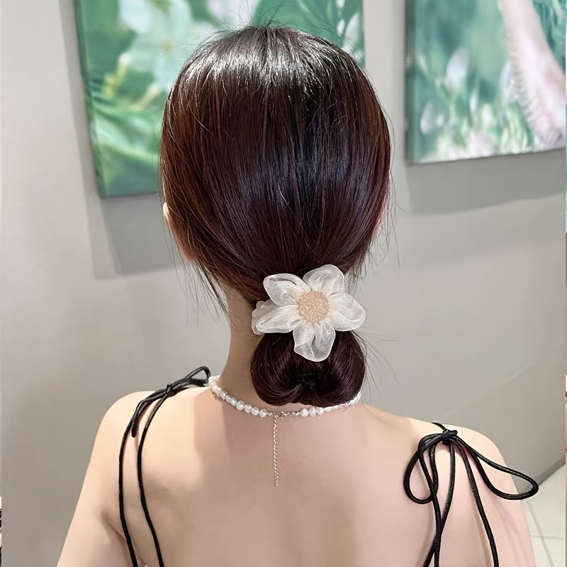 Mesh Rhinestone Flower Hair Ring Women's Hair Accessories