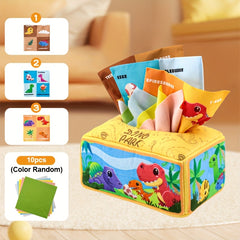 Cartoon Fabric Box Toy Fun Sensory Learning Tissue Box Toy
