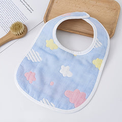U-Shaped Petal Bib 6-Layer Cotton Gauze Cartoon Baby Bib