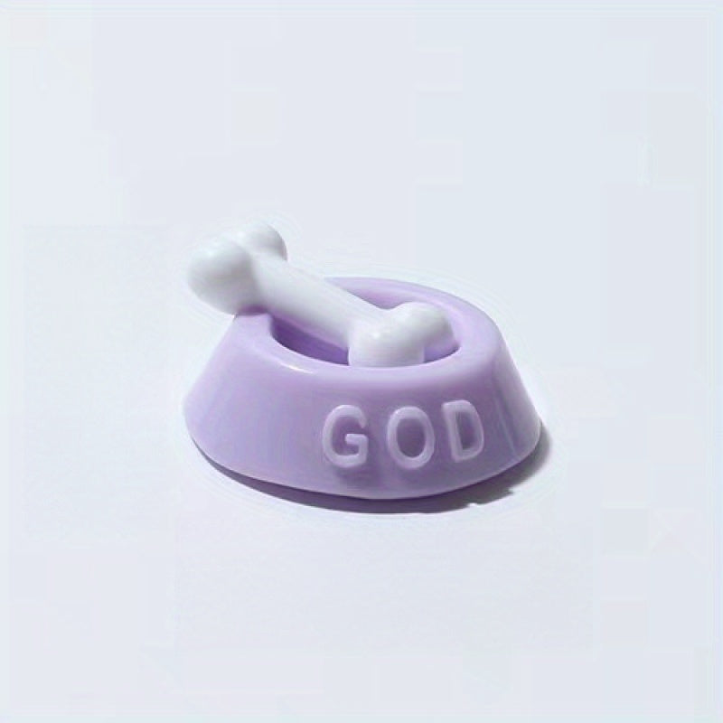 1pc Dog Bowl Figurine Resin GOD Embossed Micro Garden Decor Display Models