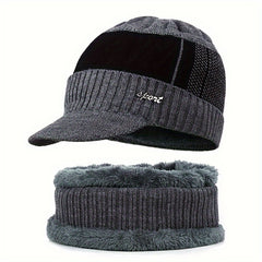 Winter Knit Cap & Scarf Set Warm Knitted Hat For Men And Women
