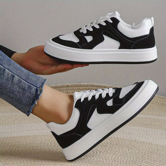 Colorblock Flat Sneakers Round Toe Low Top Sports Shoes