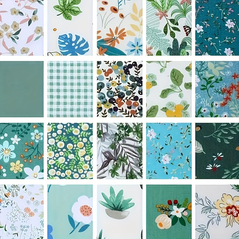 20pcs Quilting Fabric Squares Floral & Animal Patterns DIY Sewing Craft