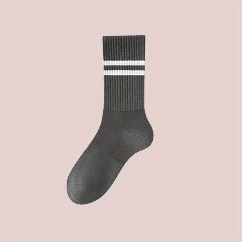 Comfy Striped Trim Non-slip Yoga Socks 2 Pairs