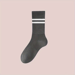 Comfy Striped Trim Non-slip Yoga Socks 2 Pairs