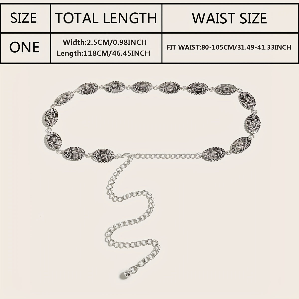 Vintage Metal Chain Belt Dress Girdle For Women