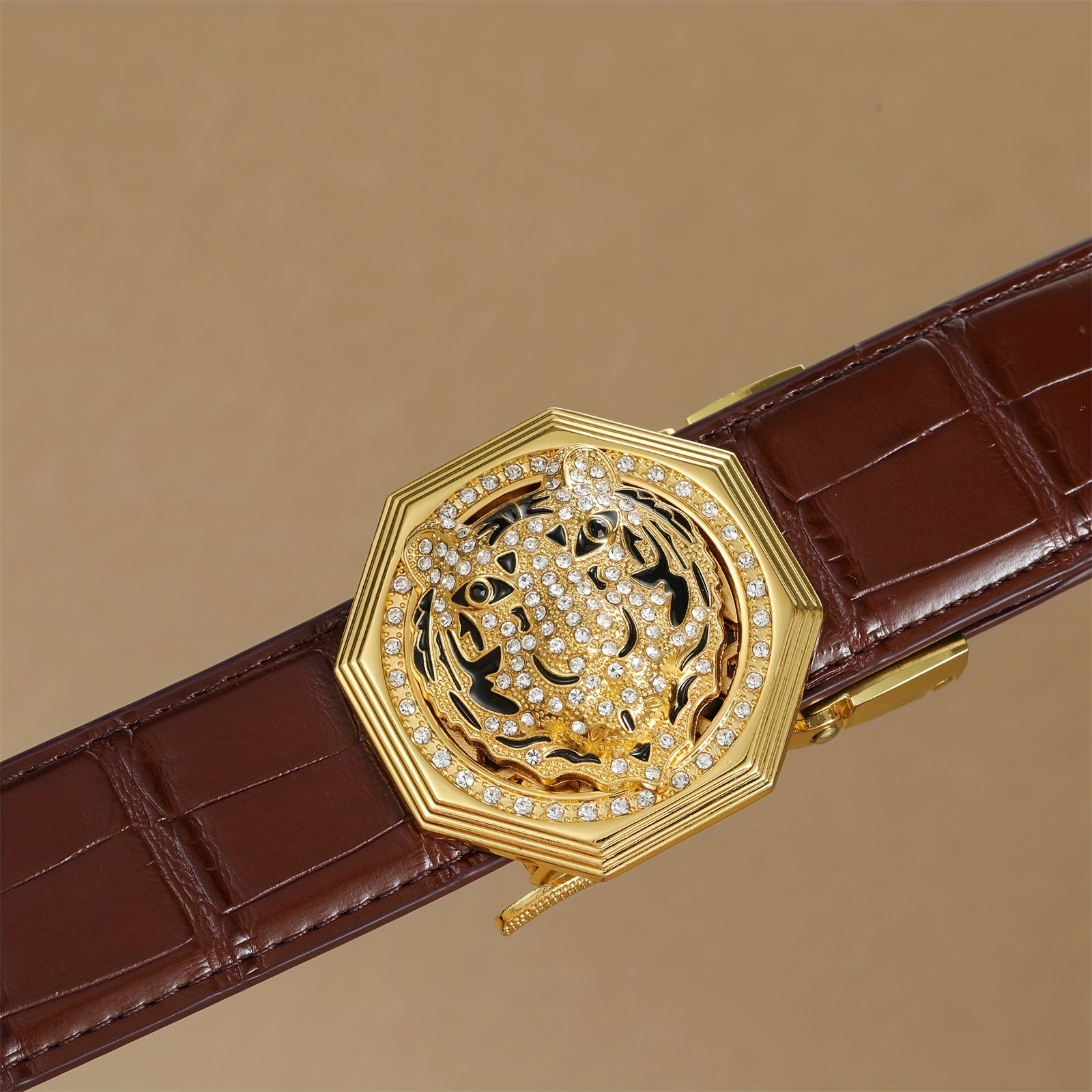 Men's Golden Tiger Head Auto Buckle Belt