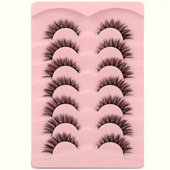 7 Pairs Natural Look Cat Eye Lashes Short Fluffy 3D Faux Mink Strip Lashes