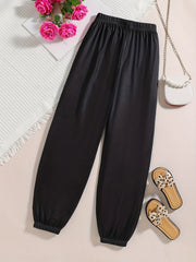 Girls' High Waist Floral Print Sweatpants