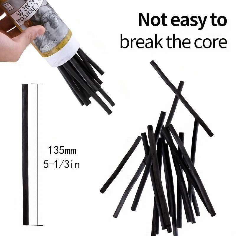 25pcs Willow Charcoal Sticks Natural Charcoal For Artists Beginners