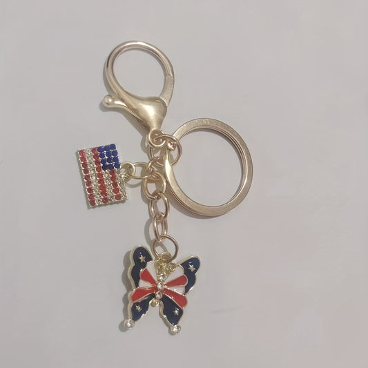 Patriotic Keychain with Diamond Decoration