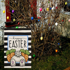 Happy Easter Garden Flag Rabbit 30 48 45 72 Cm Double Sided Carrots Stripes