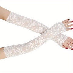 Sunscreen Lace Long Gloves UV Protection Sleeves For Women