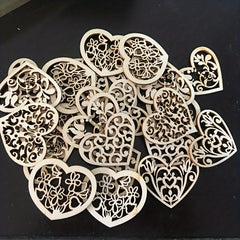 10pcs Wooden Love Flower Shapes for DIY Projects - 53mm