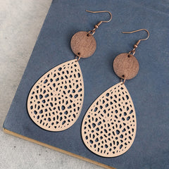 Hollow Leaf PU Leather Earrings Party Vacation Gift