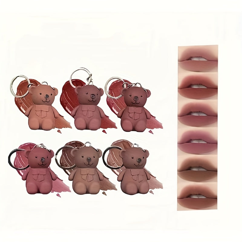 Mini Bear Keychain Lip Glaze Matte Lipstick