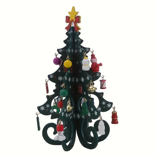 Funny Wooden Christmas Tree Decor with Small Pendants - Home and Office Decor