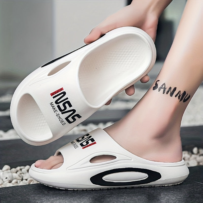 Men's Alphabet Detail Non Slip Platform Slides